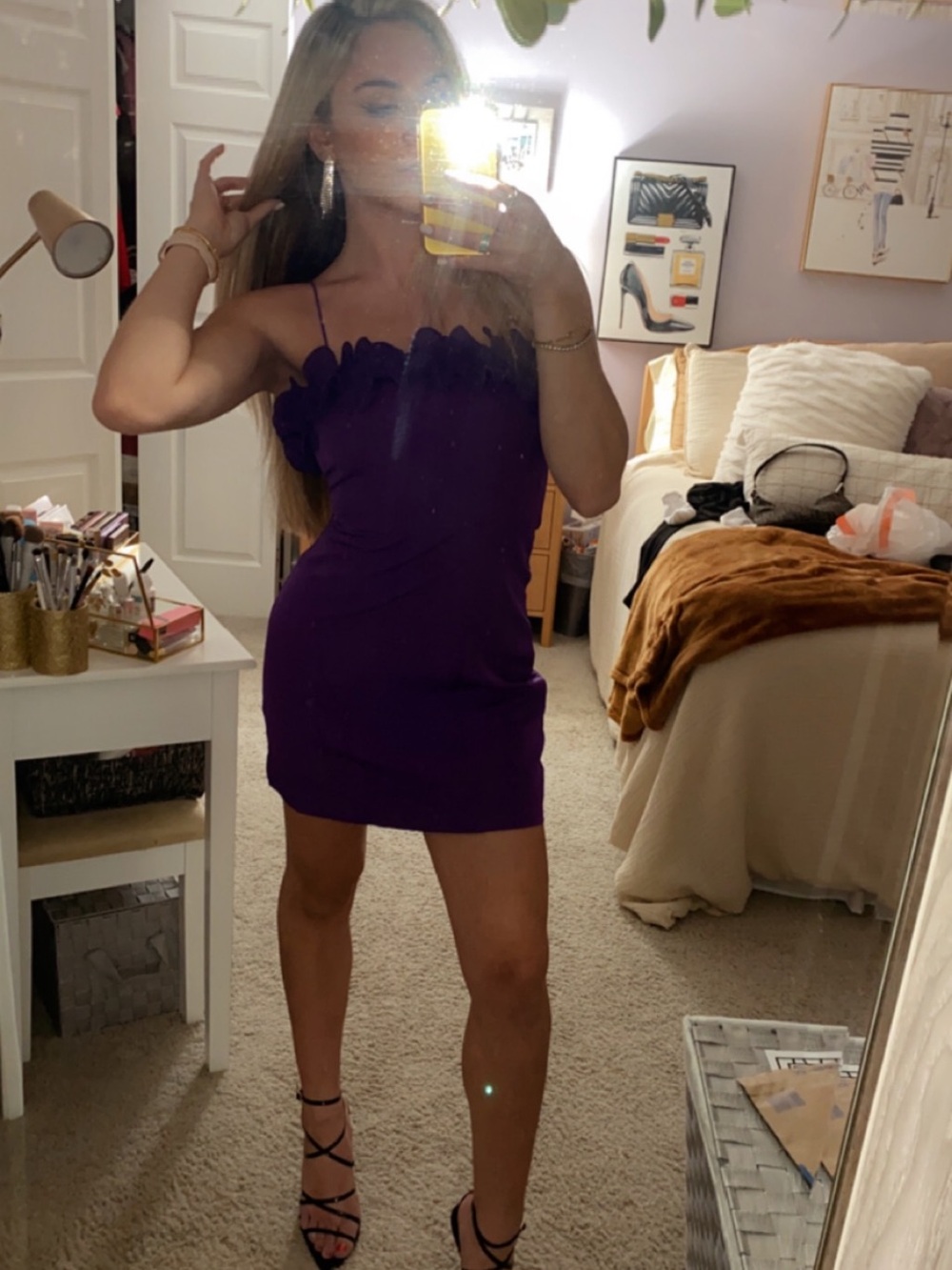 Purple Ruffle Off-Shoulder Mini Dress - Picture 2 of 2